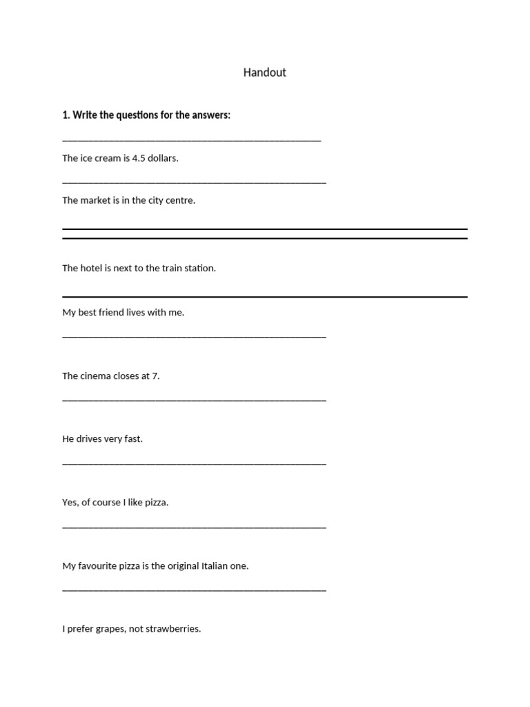 Questions and Translations Handout | PDF