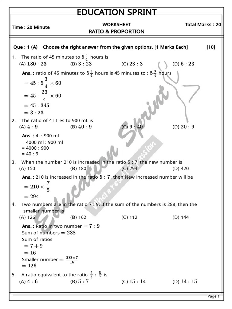 Class 8 Maths: Ratio & Proportion Solutions | PDF | Division ...