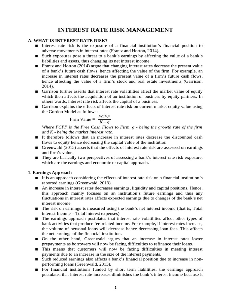 Interest Rate Risk Management in Banks | PDF | Yield Curve | Yield ...