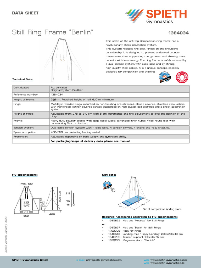 Competition Still Ring Frame Specs | PDF | Gymnastics