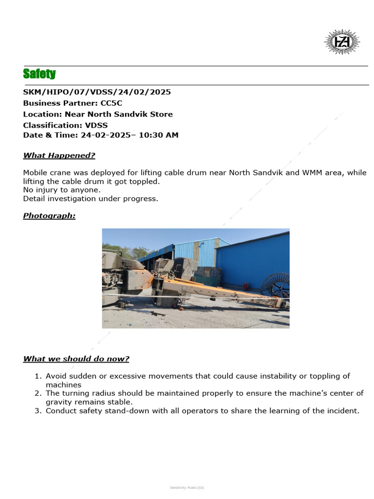 Crane Incident Report and Safety Measures | PDF | Construction Equipment