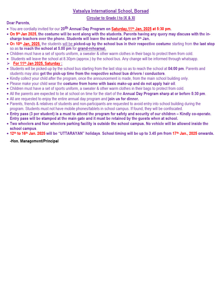 Annual Day Program Invitation 2025 | PDF