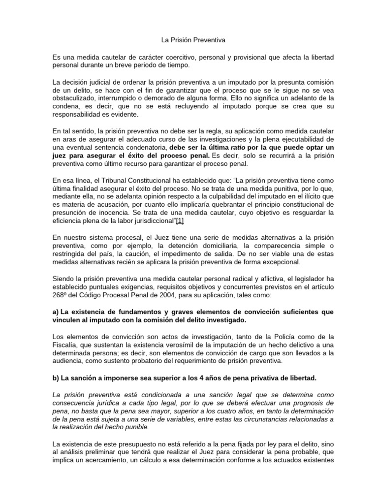 Prisión Preventiva: Conceptos Clave y Requisitos | PDF | Mandato | Castigos
