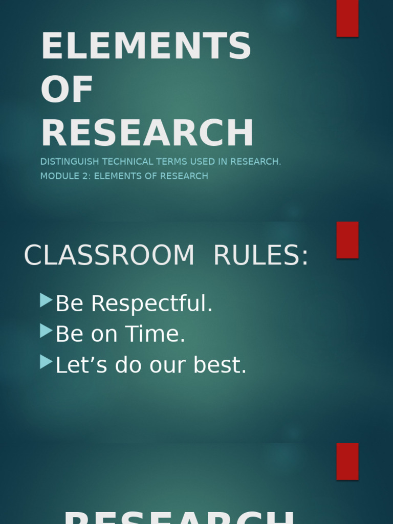 ELEMENTS OF RESEARCH | PDF | Methodology | Intelligence