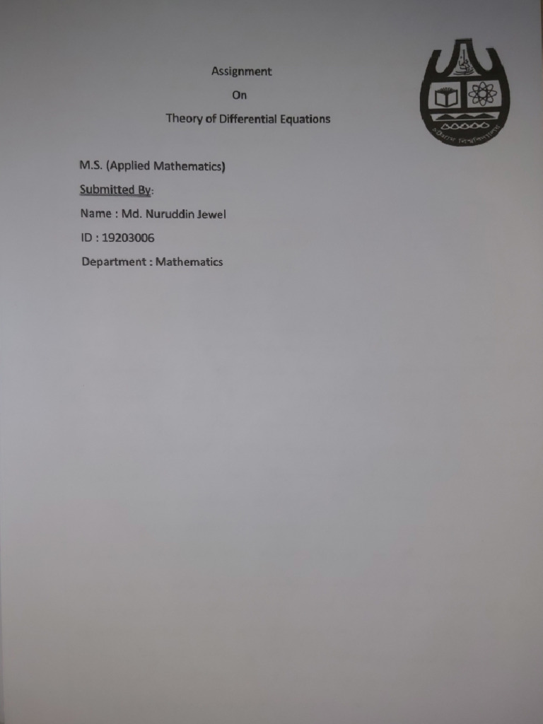 TDE Assignment (Applied Mathematics) | PDF