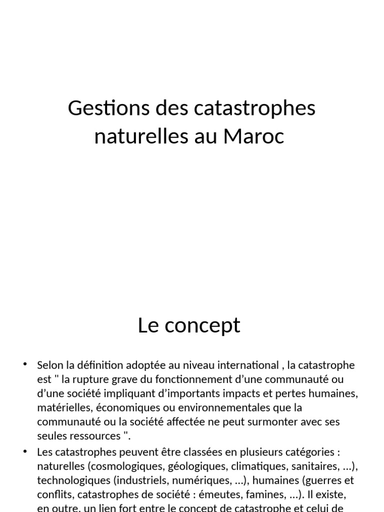 Gestion des risques naturels au Maroc | PDF | Risque | Catastrophes ...