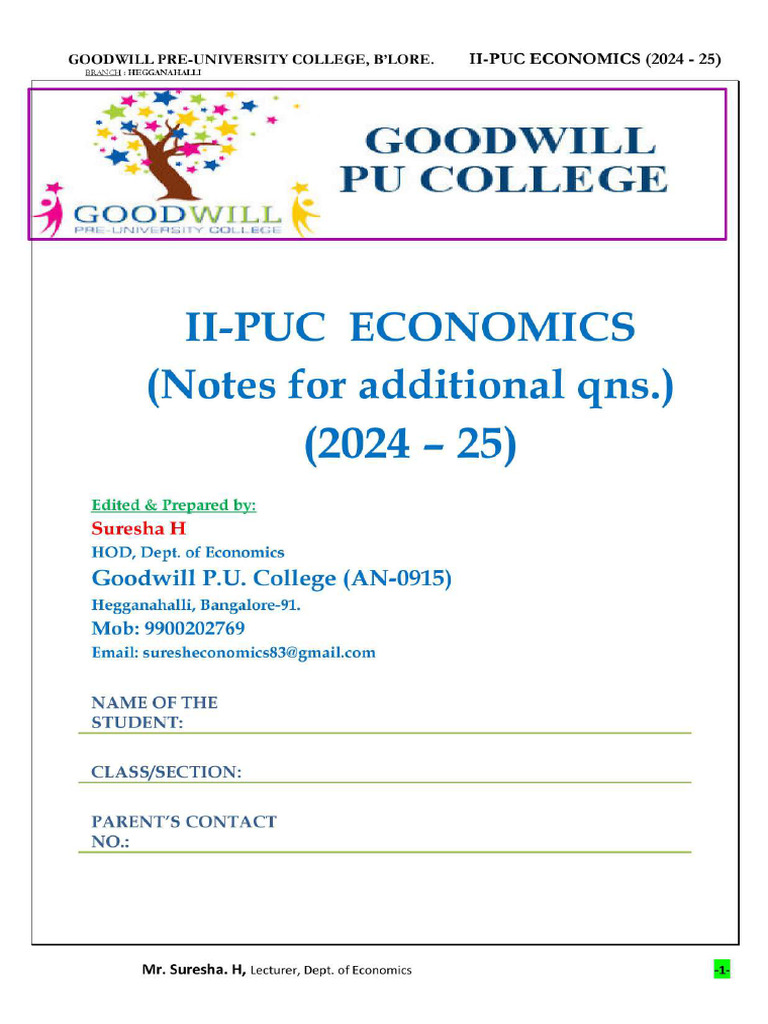 II PU - ECO - Notes (2024 25) Addl (19 12 24) | PDF