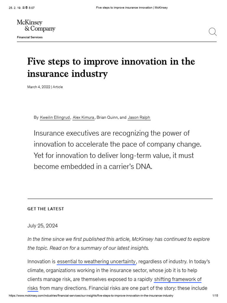 Five Steps To Improve Insurance Innovation - McKinsey | PDF ...
