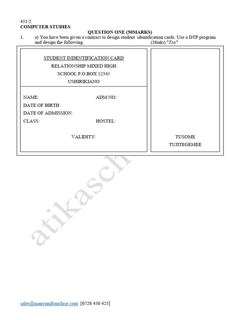DTP Design for Student ID Cards | PDF