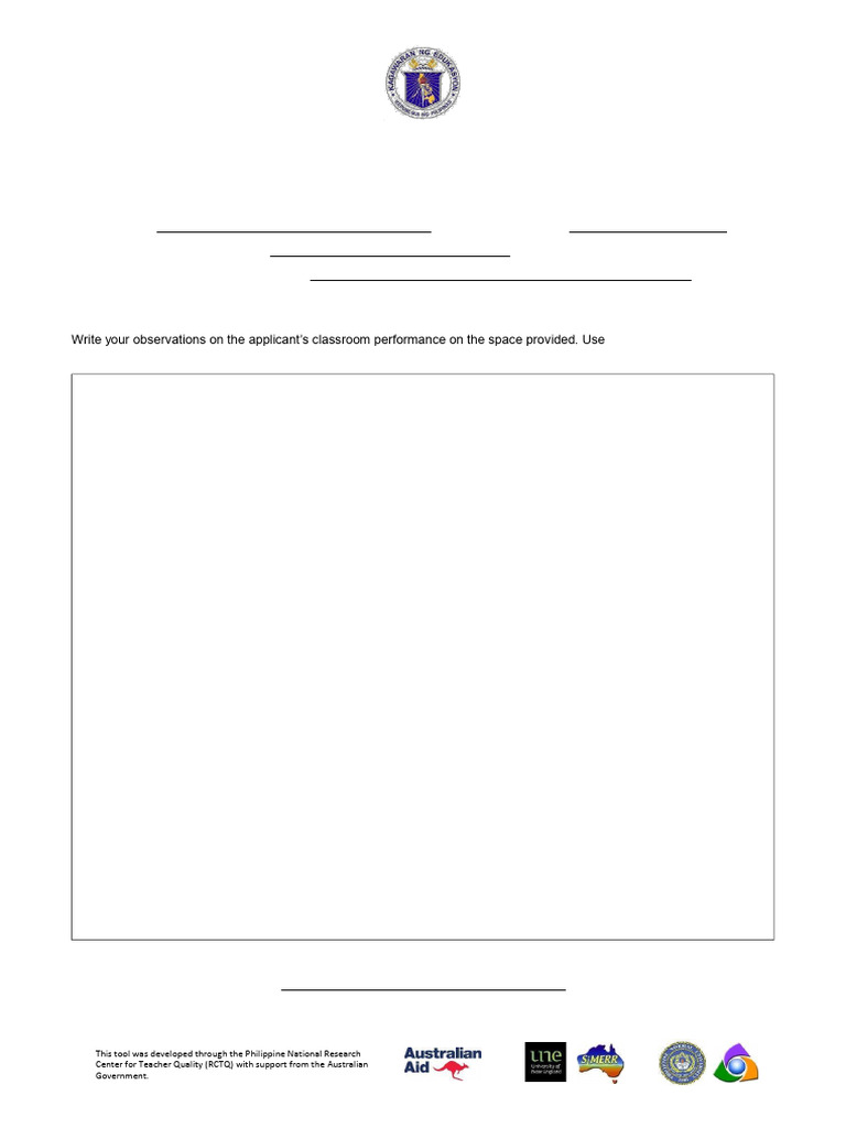 Classroom Observation Evaluation Guide | PDF | Educational Assessment ...