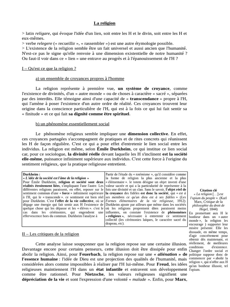 Comprendre la religion et ses enjeux | PDF | Raison | Émile Durkheim