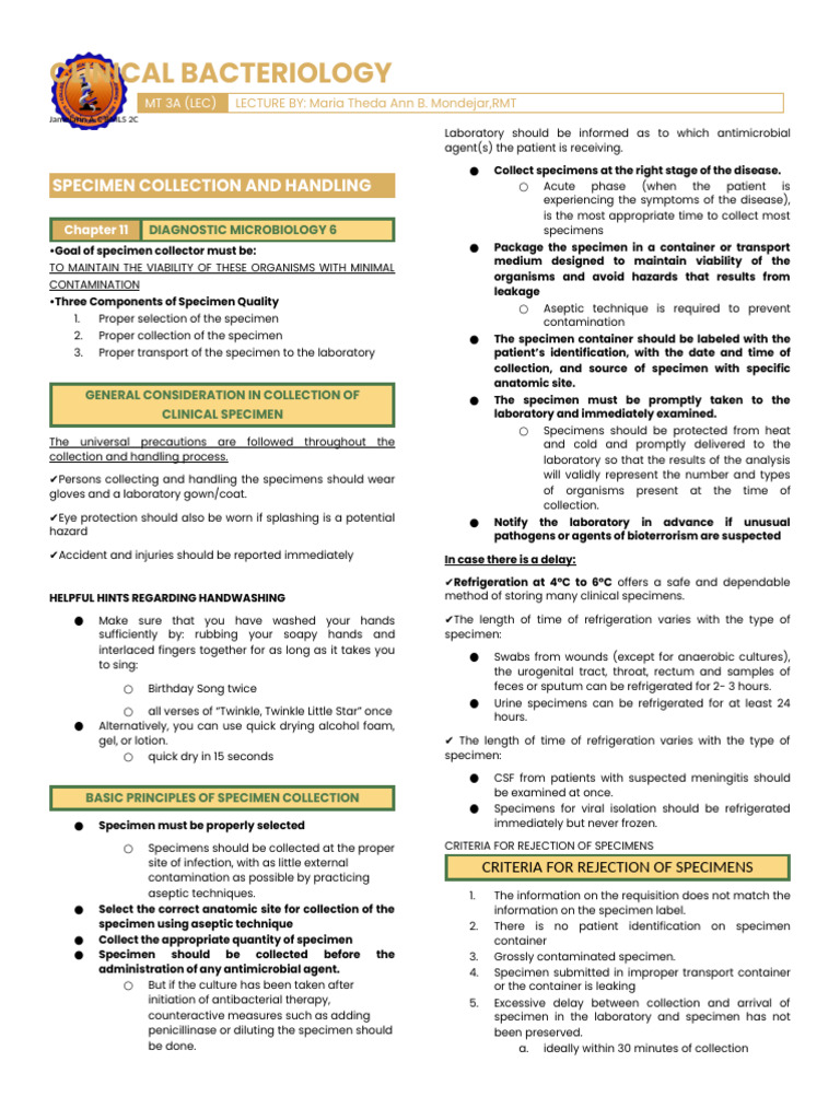 Clinical Specimen Collection Guide | PDF | Streptococcus | Medical ...
