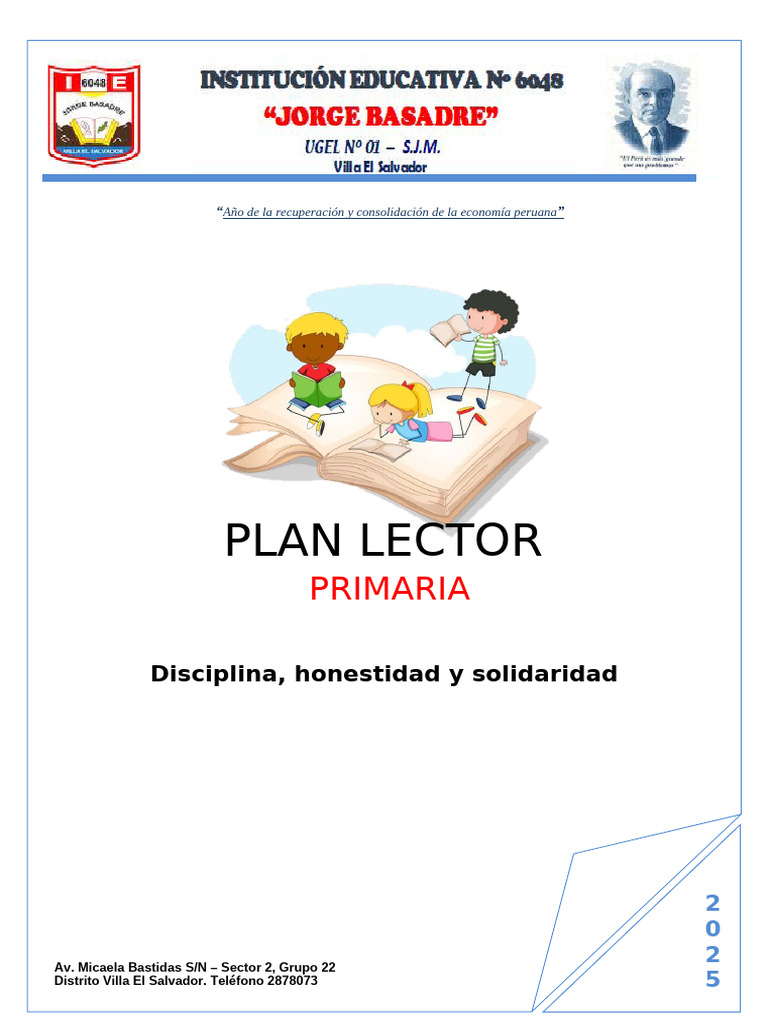 Plan Lector Primaria 2025 Villa El Salvador | PDF | Comprensión lectora ...