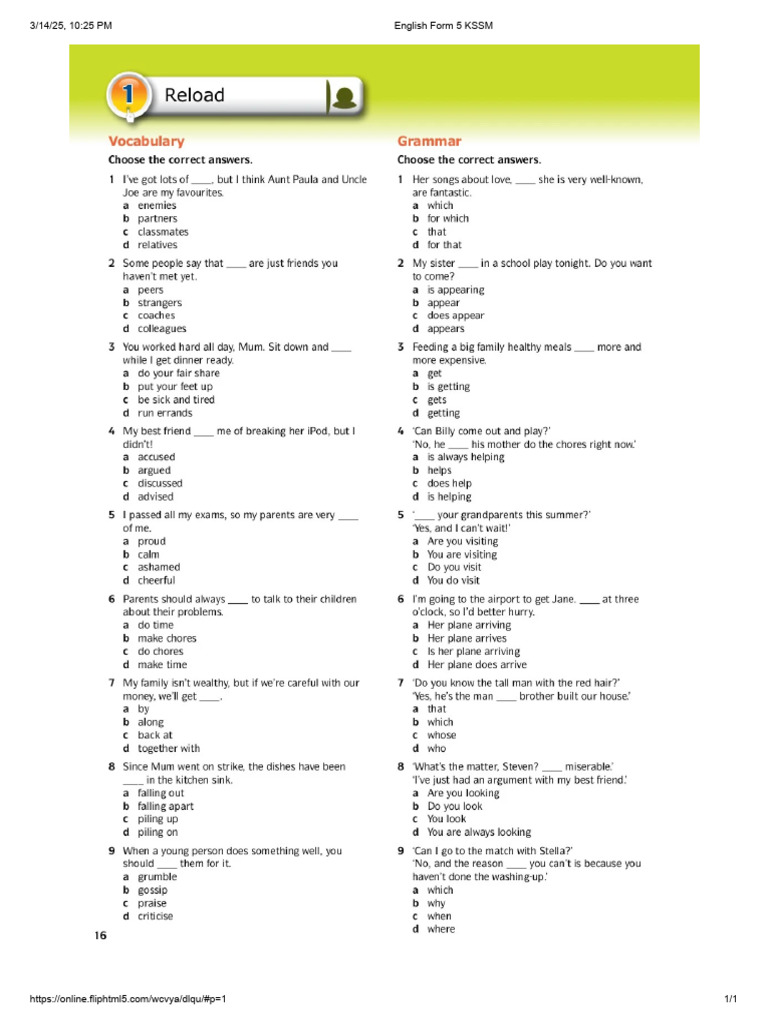 English Form 5 KSSM | PDF
