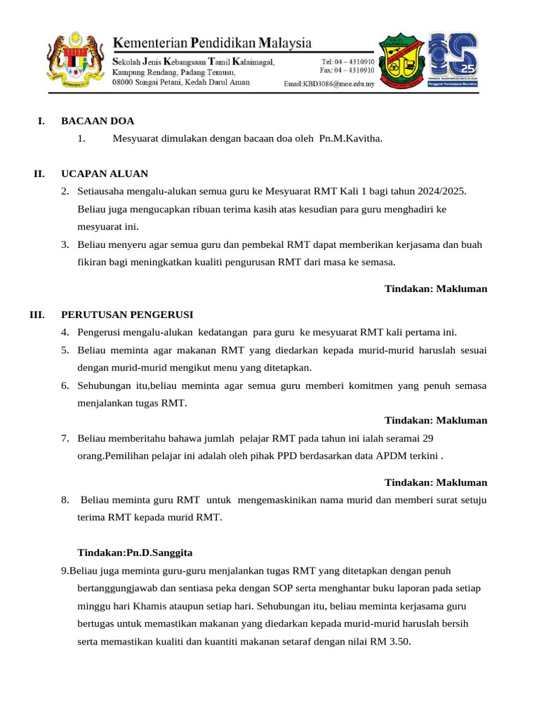 Latest RMT Kali Pertama 2025 | PDF