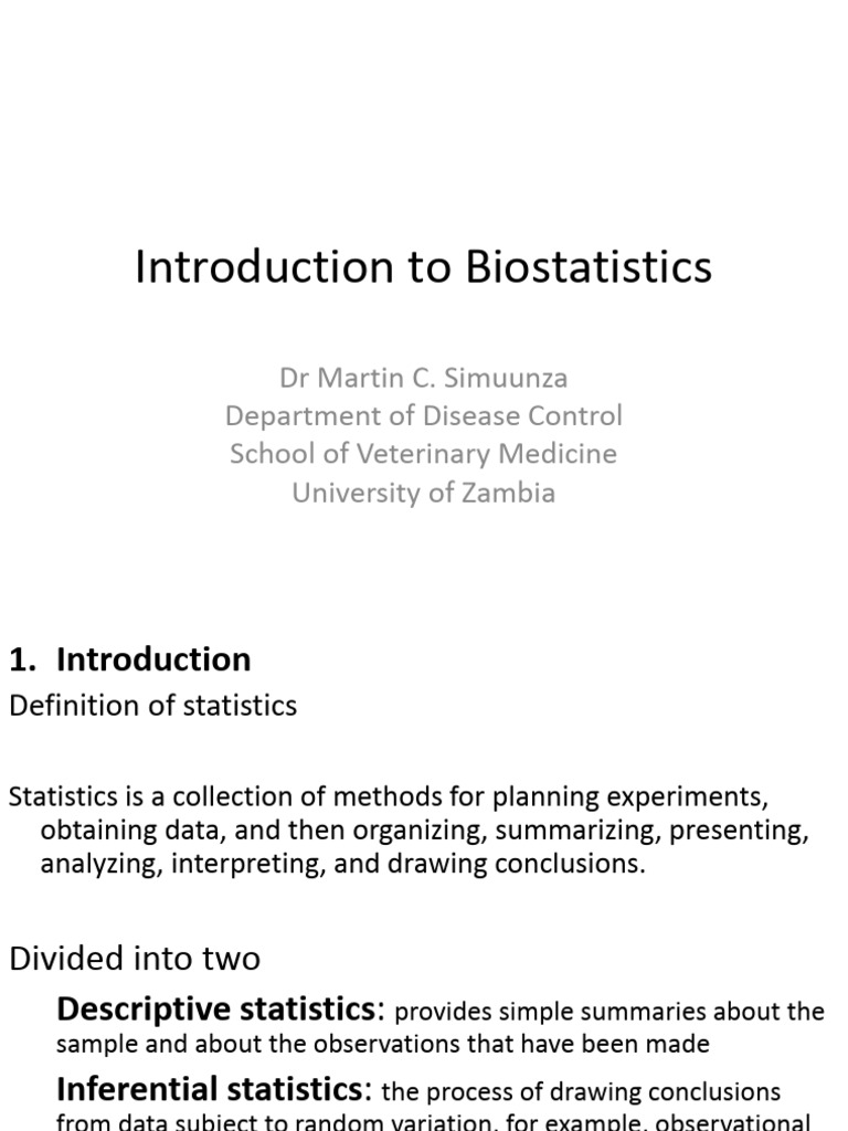 Introduction To Biostatistics - Lecture 1 | PDF | Variance | Mode ...