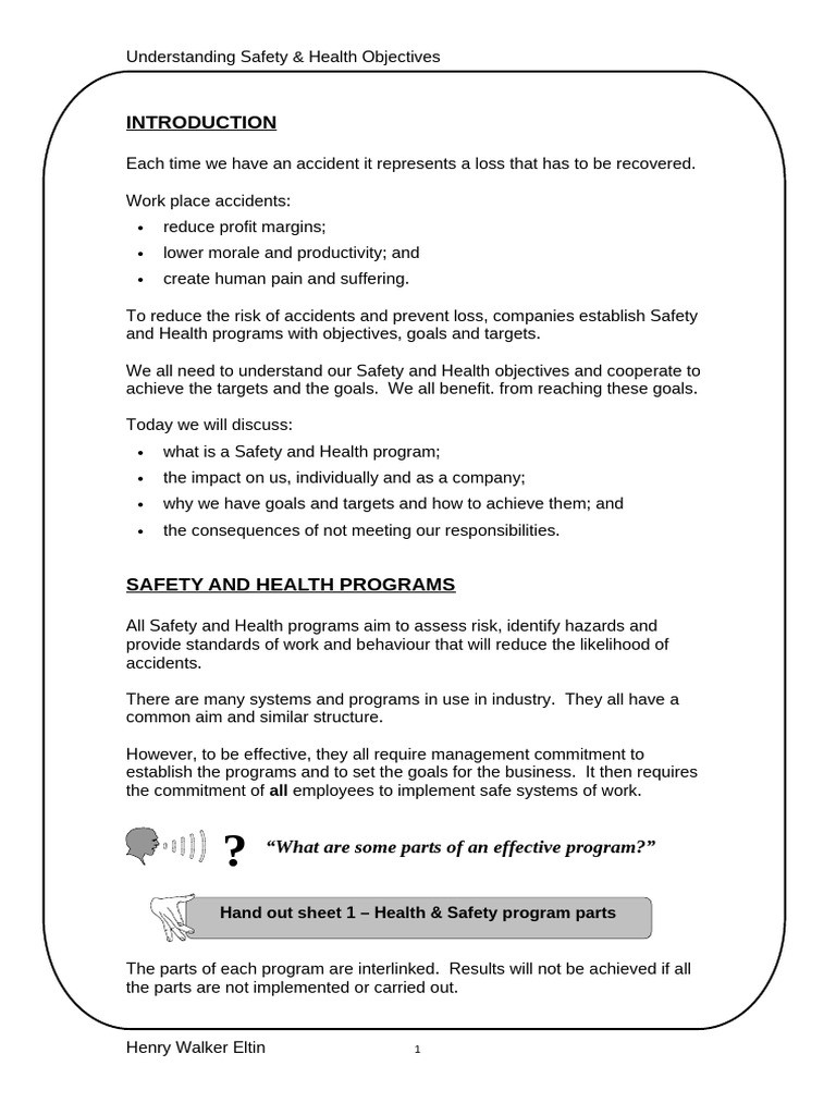 ST002 - Text - Understanding S&H Objectives Rev 0 | PDF | Occupational ...