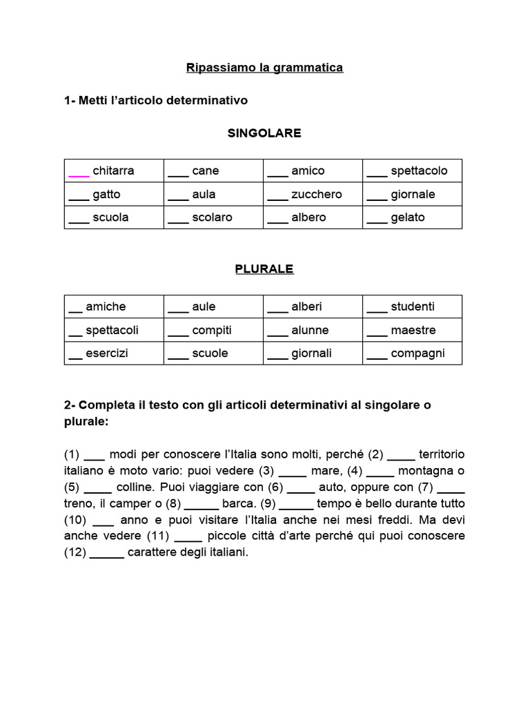 Ripassiamo La Grammatica | PDF