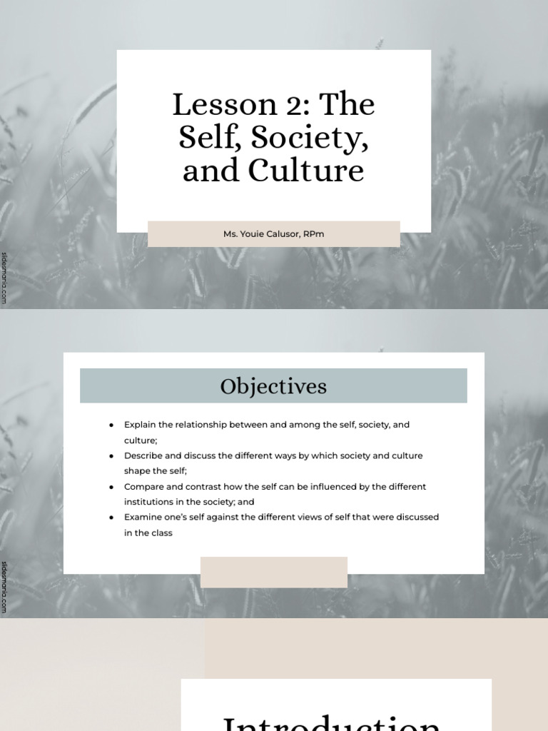 Lesson 2 - The Self, Society, and Culture | PDF | Self | Society