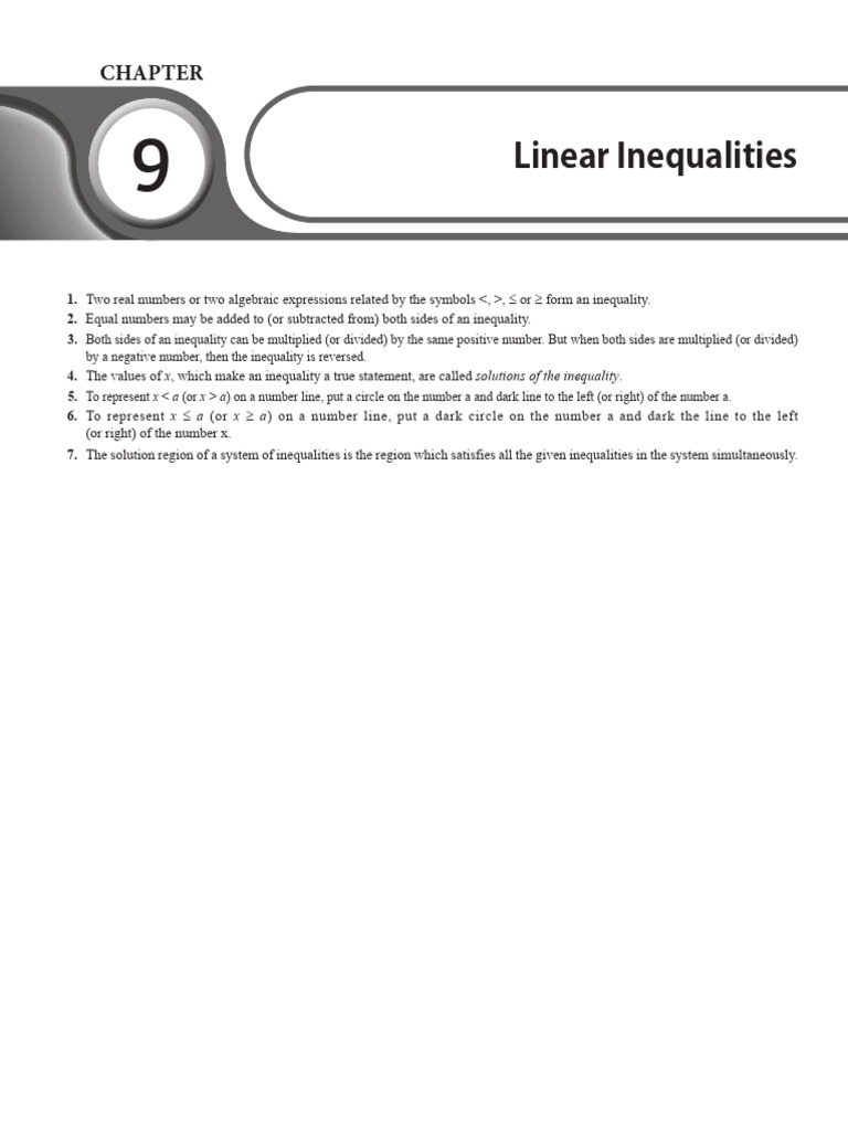 Linear Inequalities - Short Notes | PDF