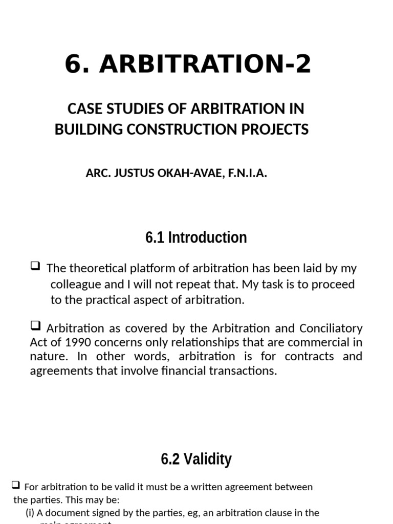 Arbitration in Construction Disputes | PDF | Arbitral Tribunal ...