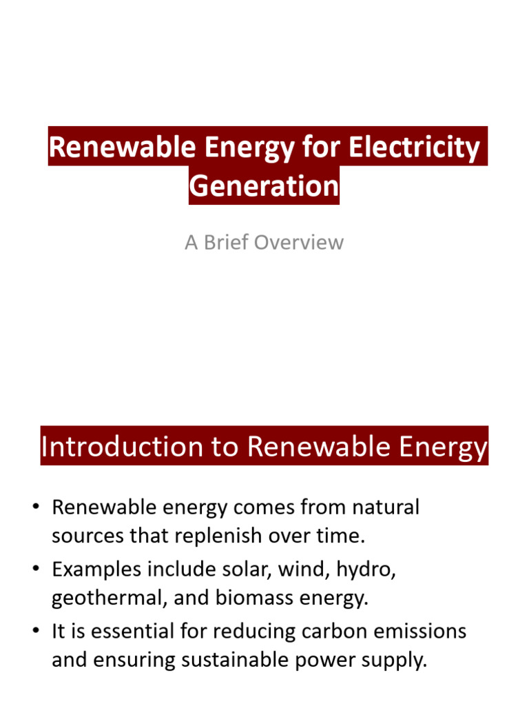 Overview of Renewable Energy Sources | PDF