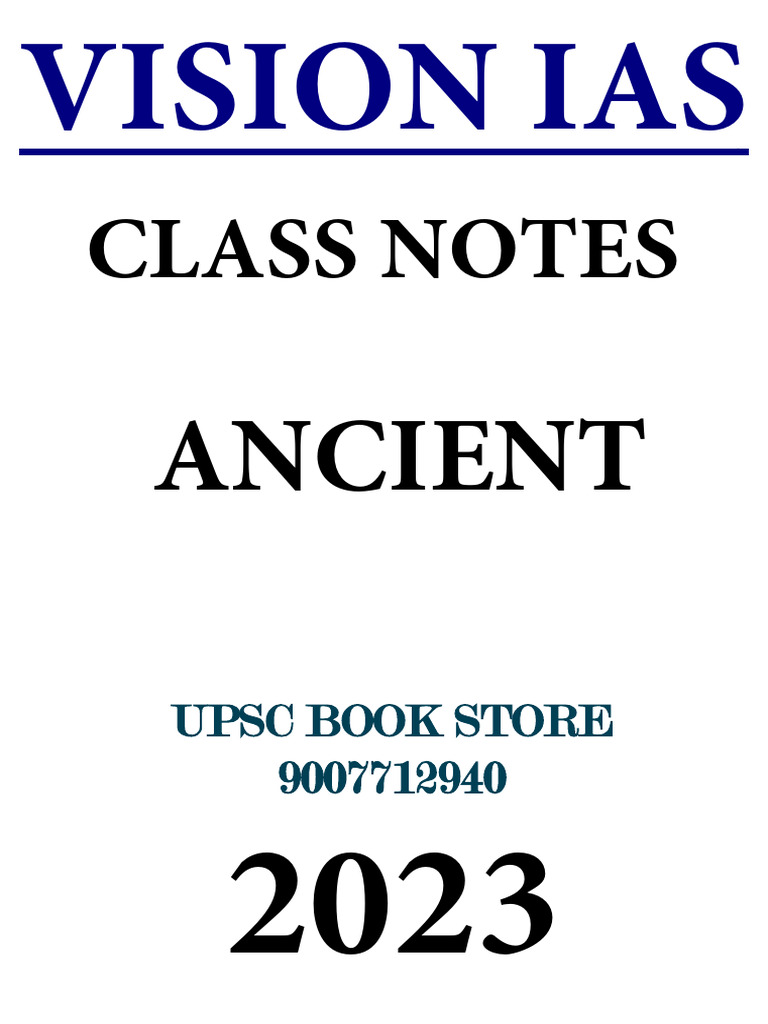 Vision IAS Ancient History Notes 2023 | PDF