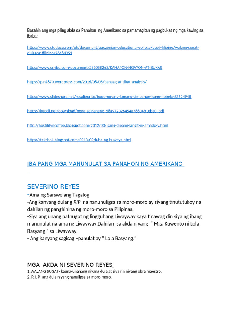 M.C.I Mga Manunulat at Kanilang Mga Akda | PDF
