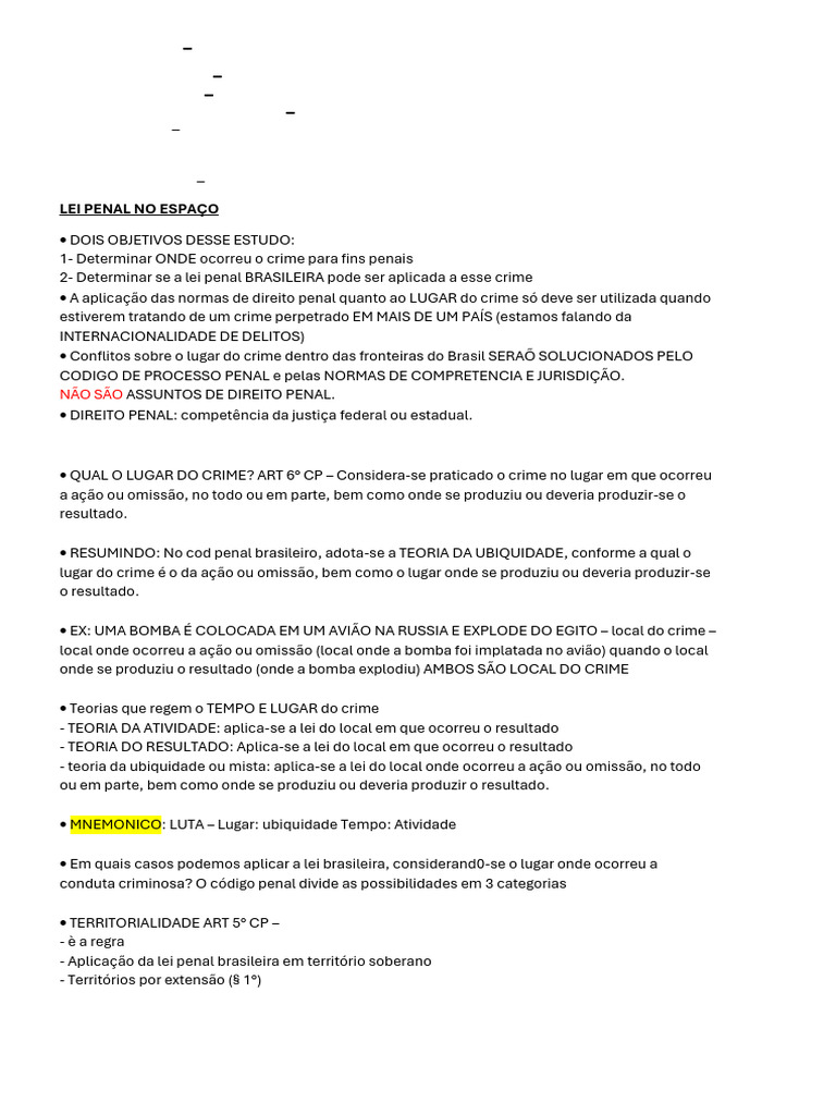 Aplicação da Lei Penal no Brasil | PDF | Crimes | Crime e Violência