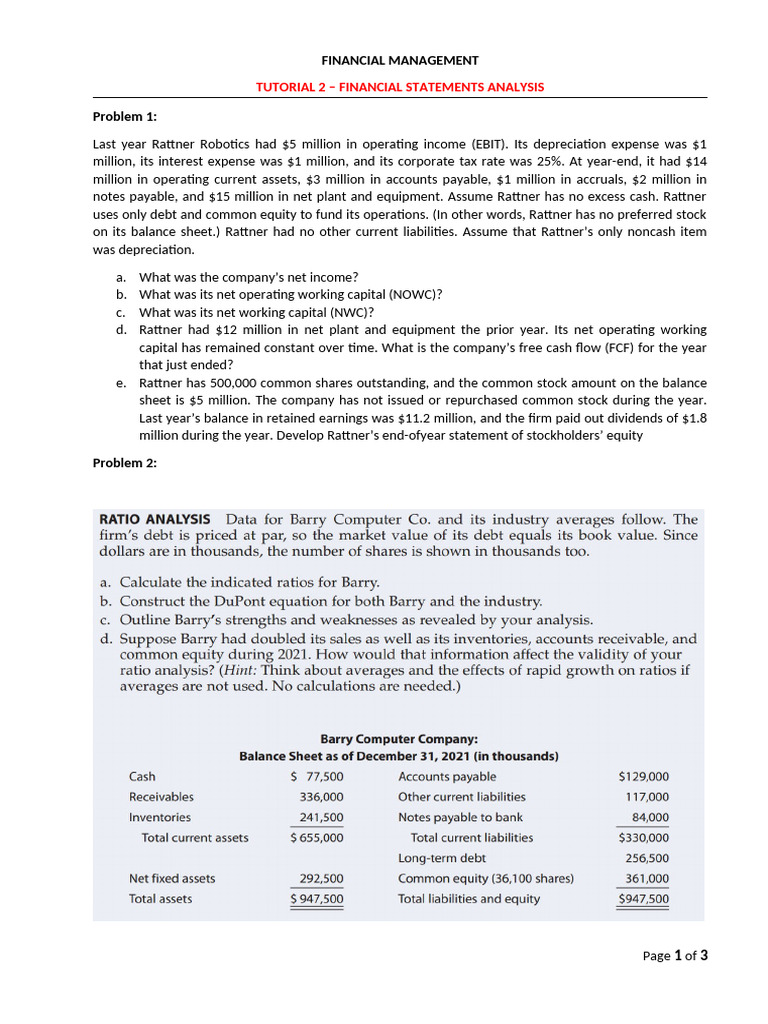 Financial Statements Analysis Tutorial | PDF