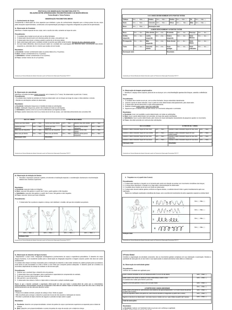 Protocolo POP-TT de Avaliação Psicomotora | PDF