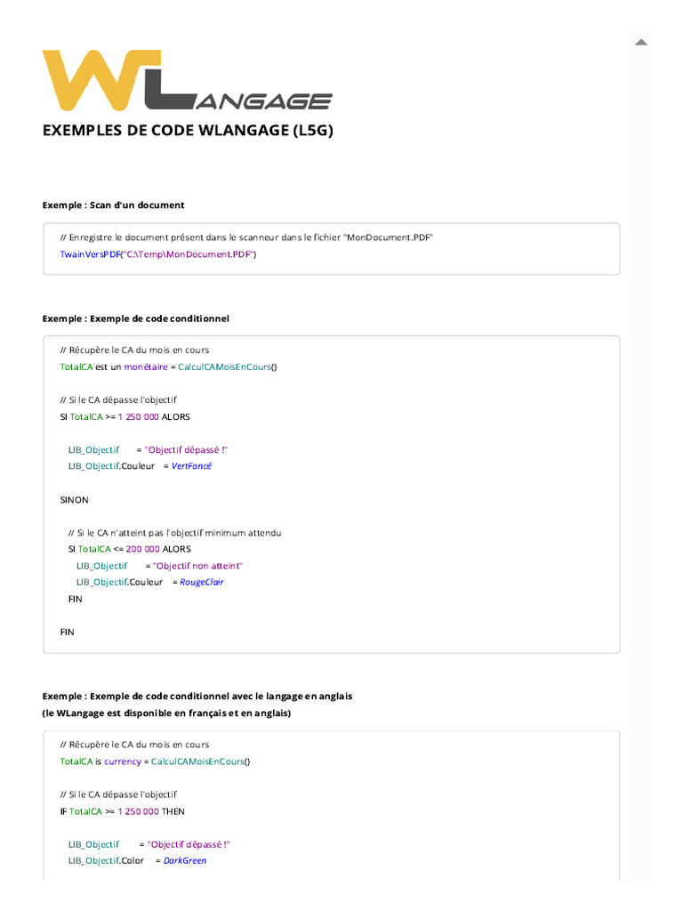 Exemples de Code WLangage L5G | PDF | Fichier informatique | Registre ...