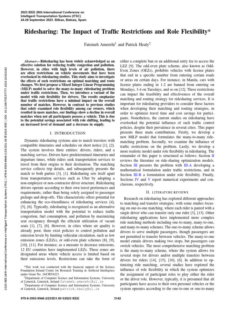 Ridesharing Under Traffic Restrictions | PDF | Transport