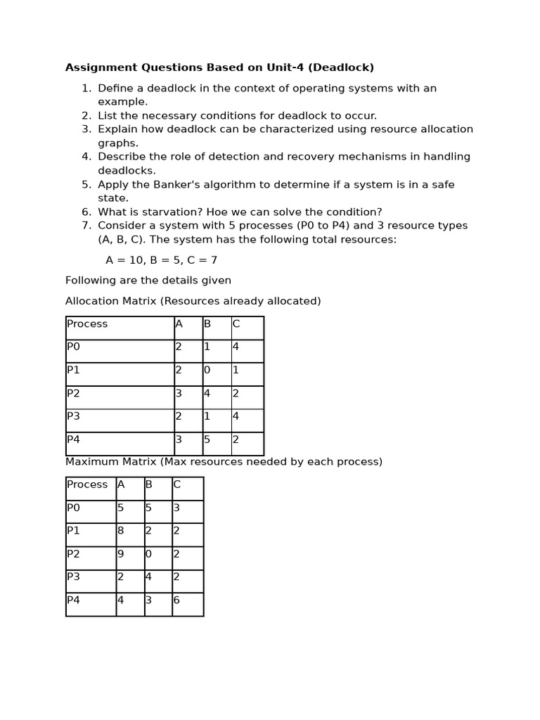 Deadlock Concepts and Banker's Algorithm | PDF
