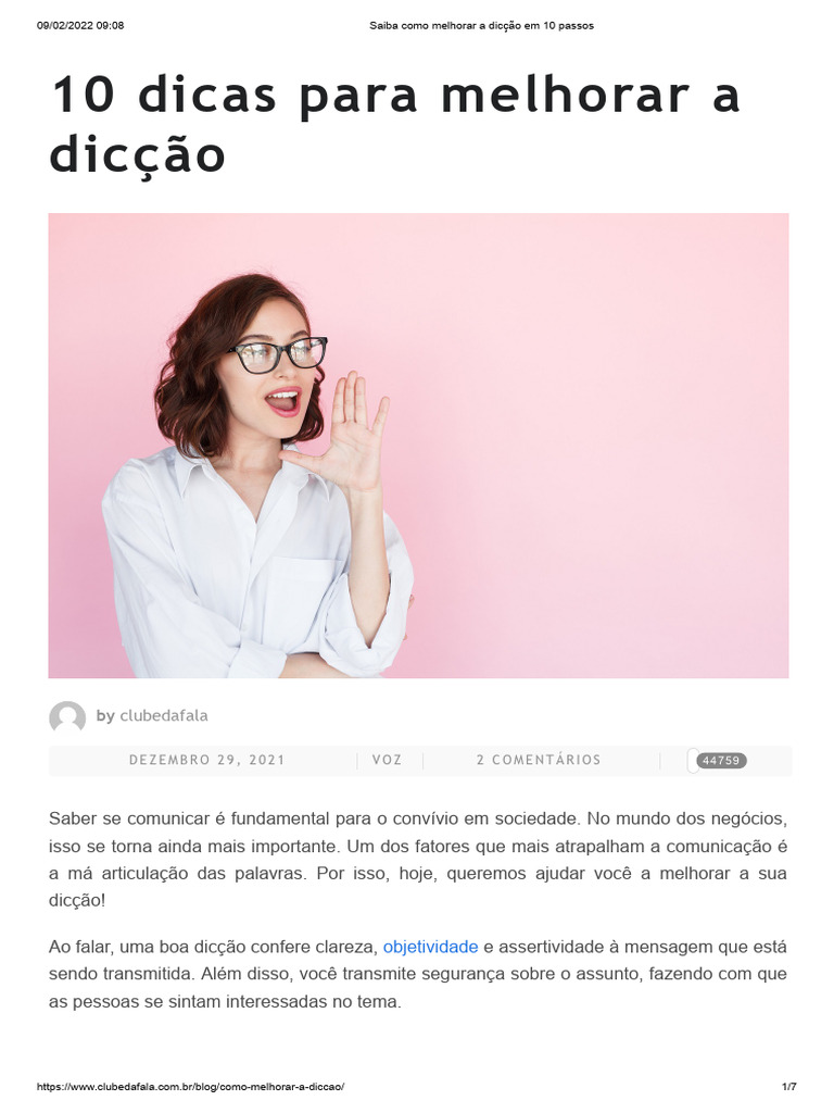 10 Passos para Melhorar a Dicção | PDF | Comunicação | Palestra