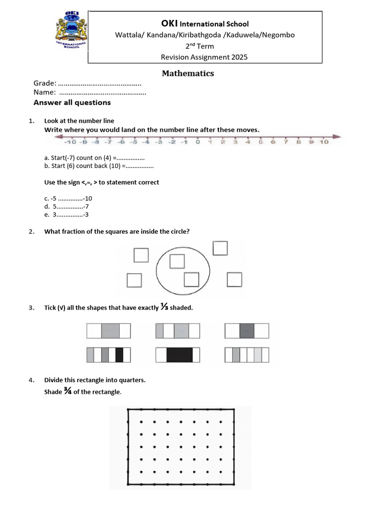 Grade 4 Maths Revision Assignment | PDF | Elementary Geometry | Geometry