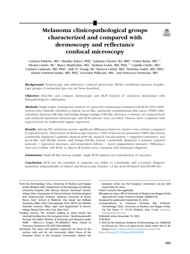 Melanoma Features via Dermoscopy & RCM | PDF | Melanoma | Skin Cancer