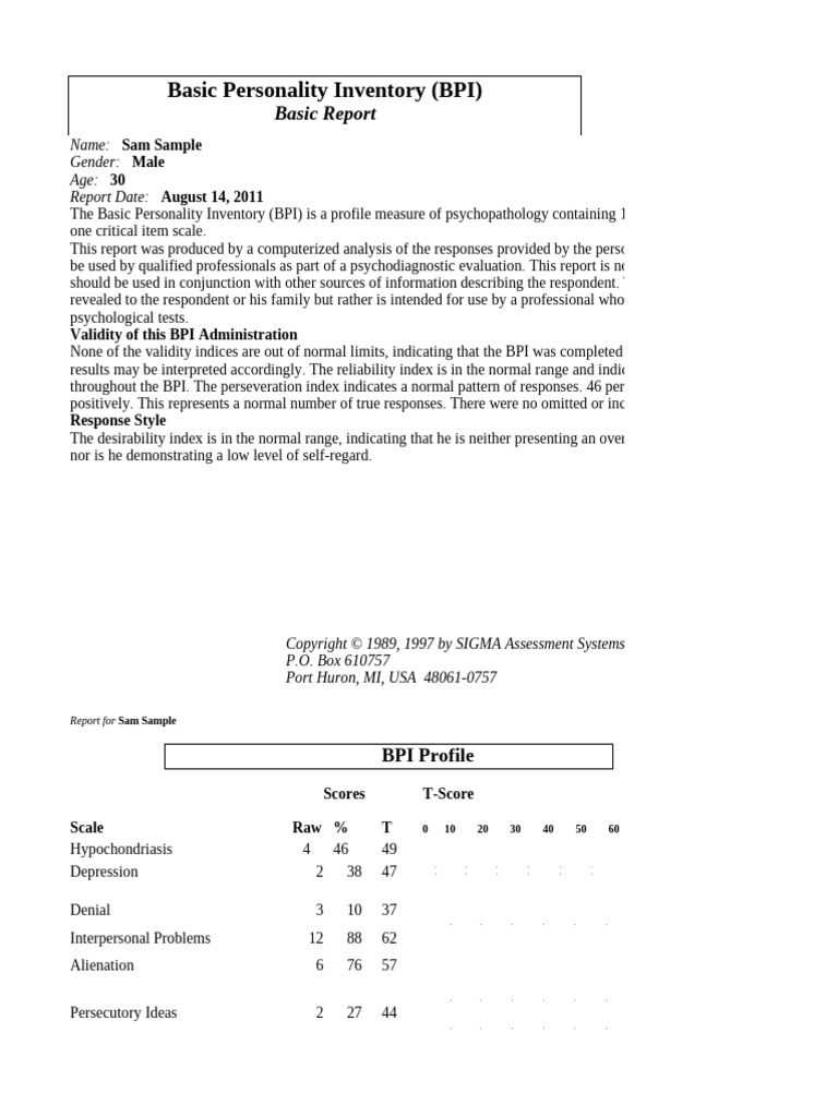 Basic Personality Inventory569 | PDF | Psychology | Behavioural Sciences