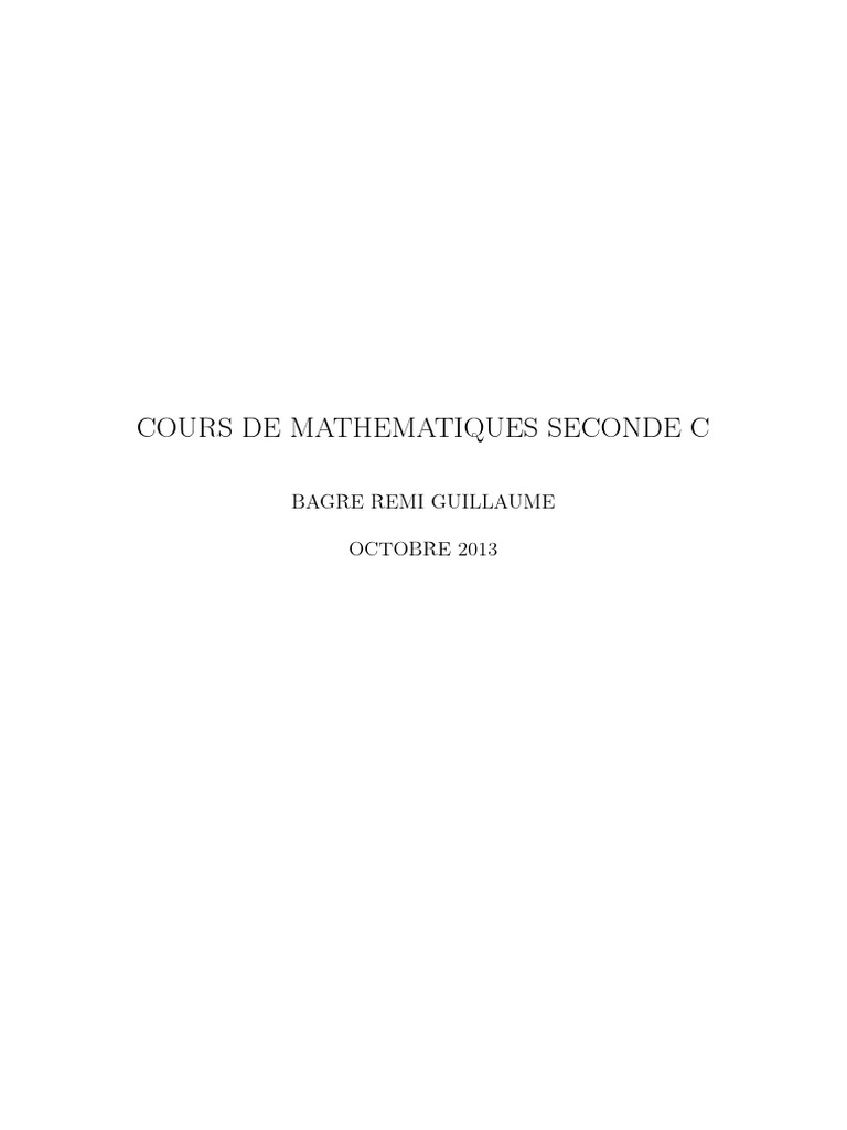 Cours de Maths Seconde C | PDF | Triangle | Cercle