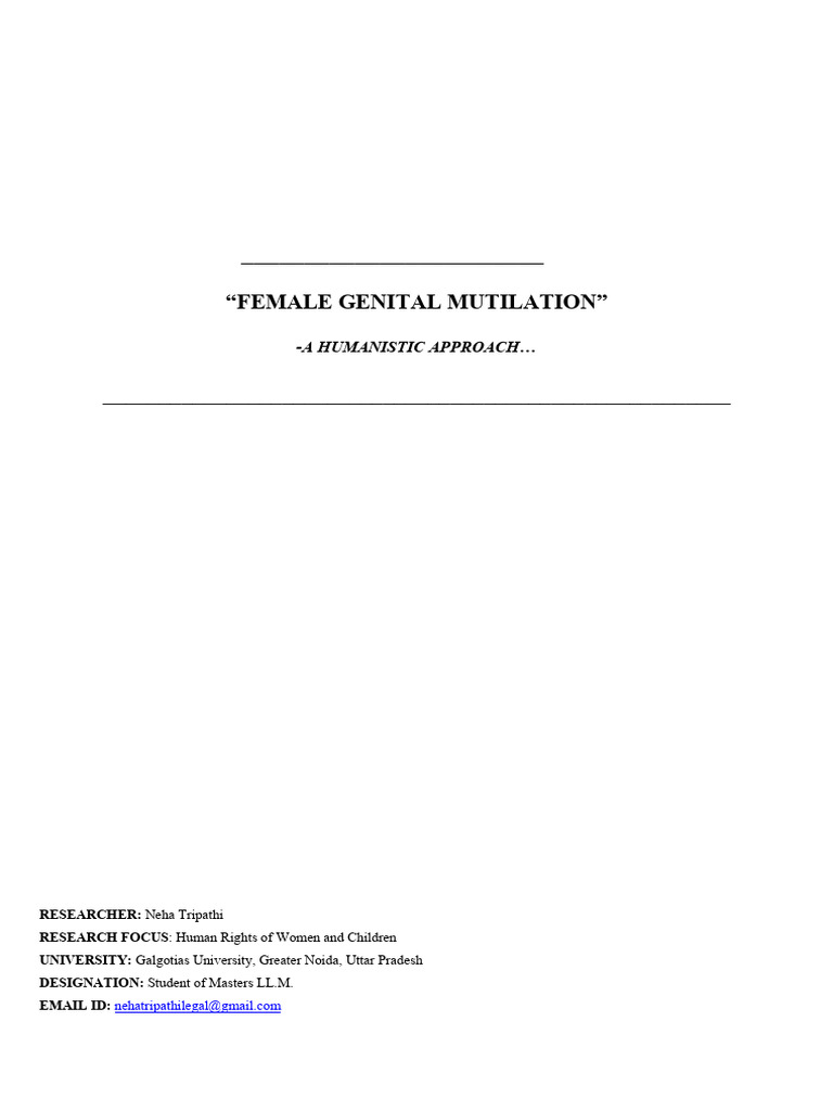 SSRN 3529267 | PDF | Female Genital Mutilation