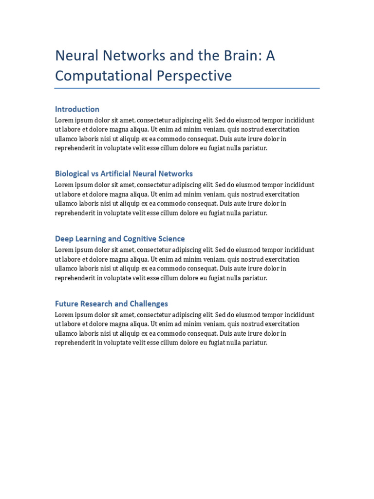 Neural Networks and The Brain A Computational Perspective | PDF