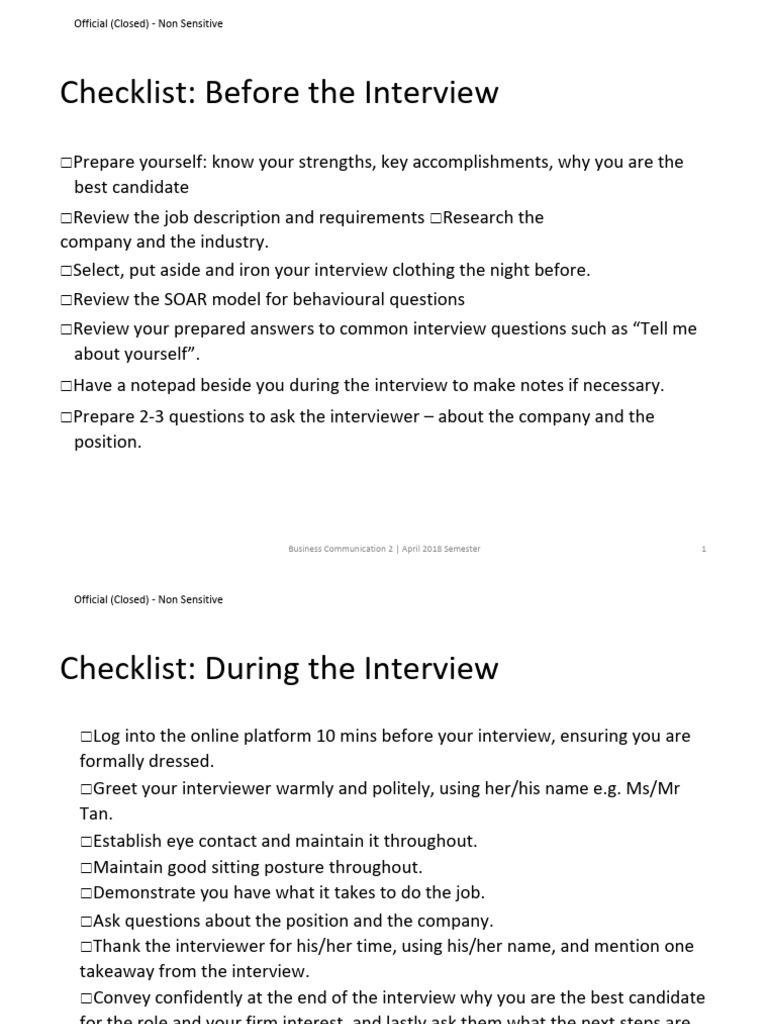 Virtual Interview Preparation Checklist | PDF | Communication | Human ...