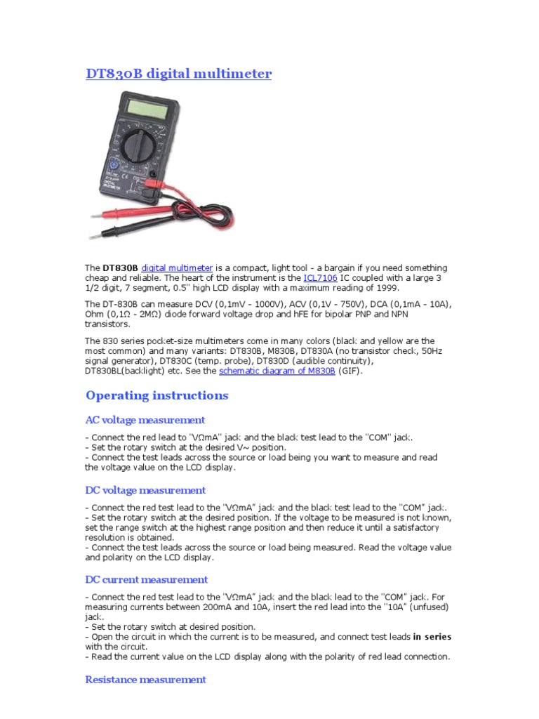 Digital Multimeter Dt-830b Manual Wholesale Dealers | www.oceanproperty ...