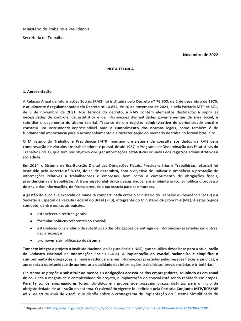 RAIS 2021: Diretrizes e eSocial | PDF | Salário | Informação