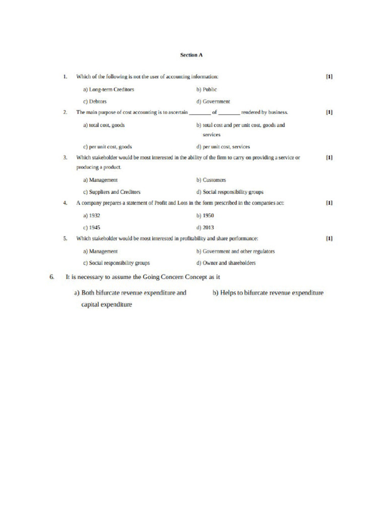 Accounts Sample Paper | PDF