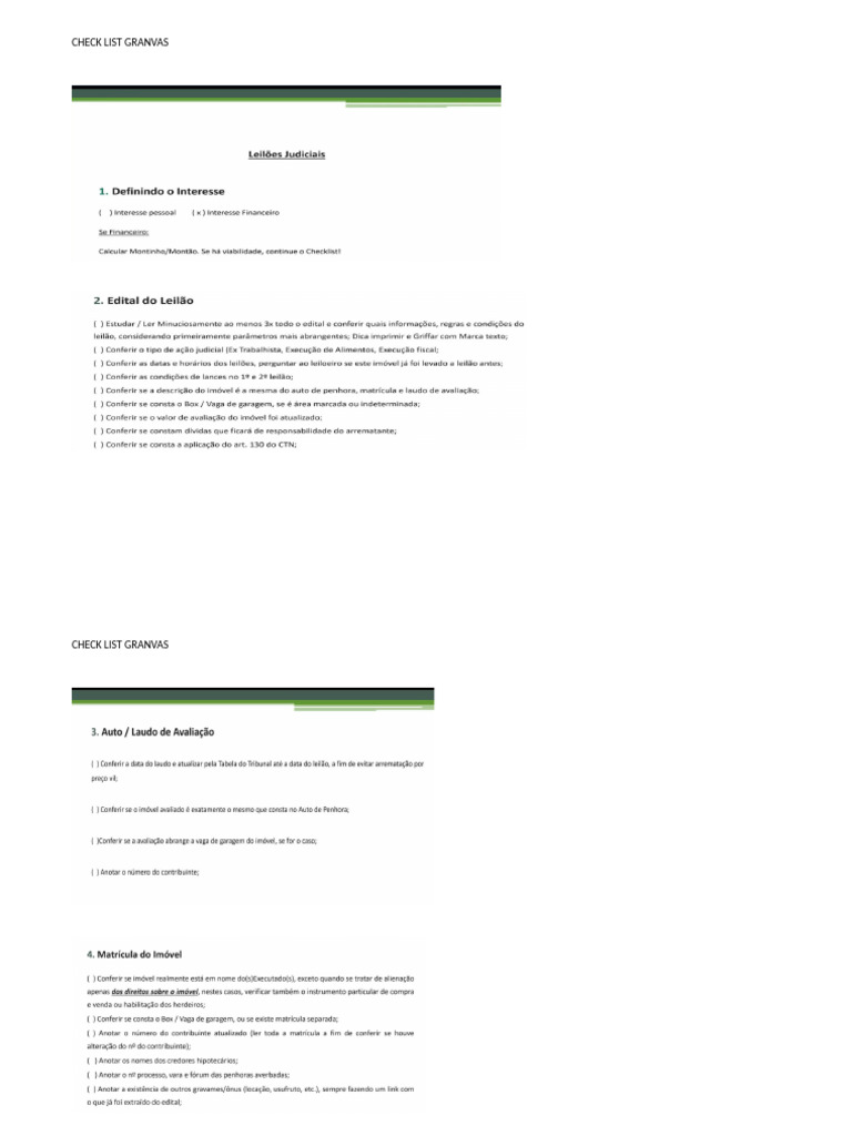 Check List Granvas | PDF