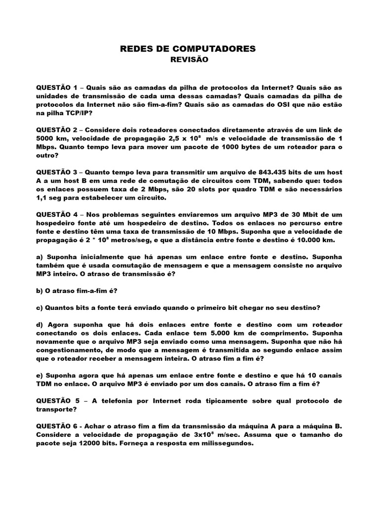 Estrutura e Desempenho em Redes de Computadores | PDF | Rede de ...