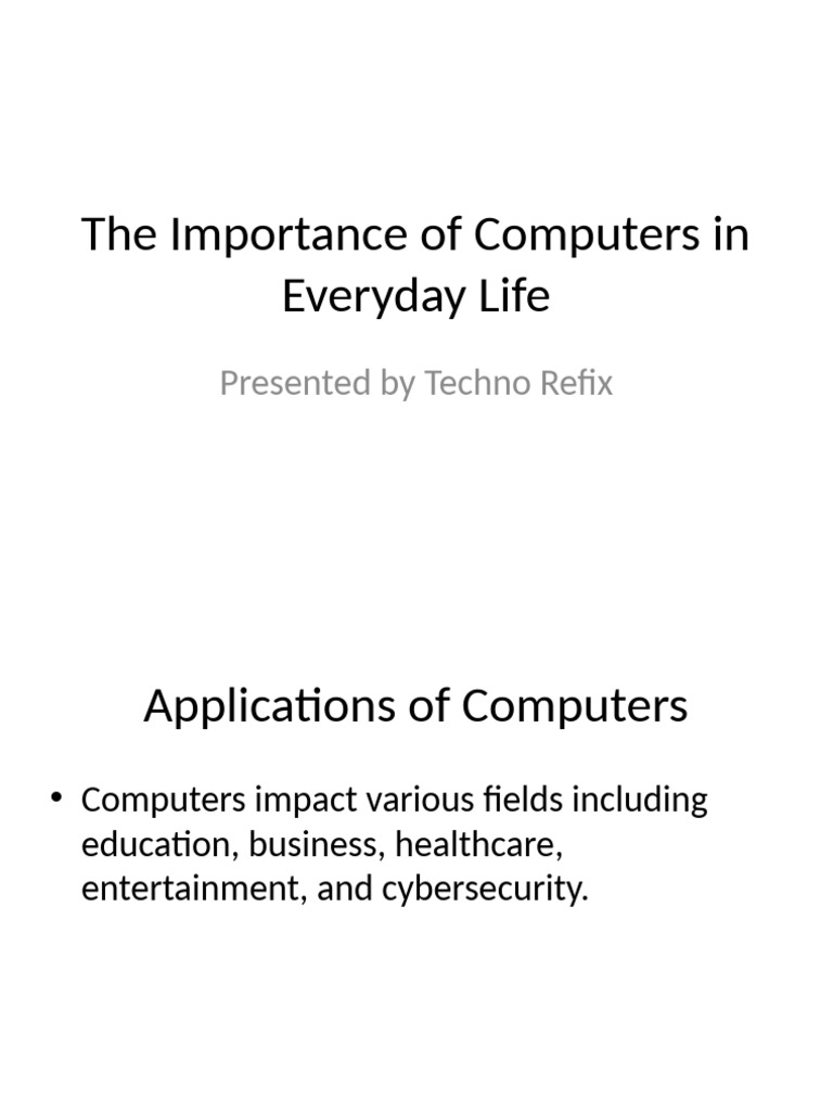 The Importance Of Computers In Everyday Life Pdf