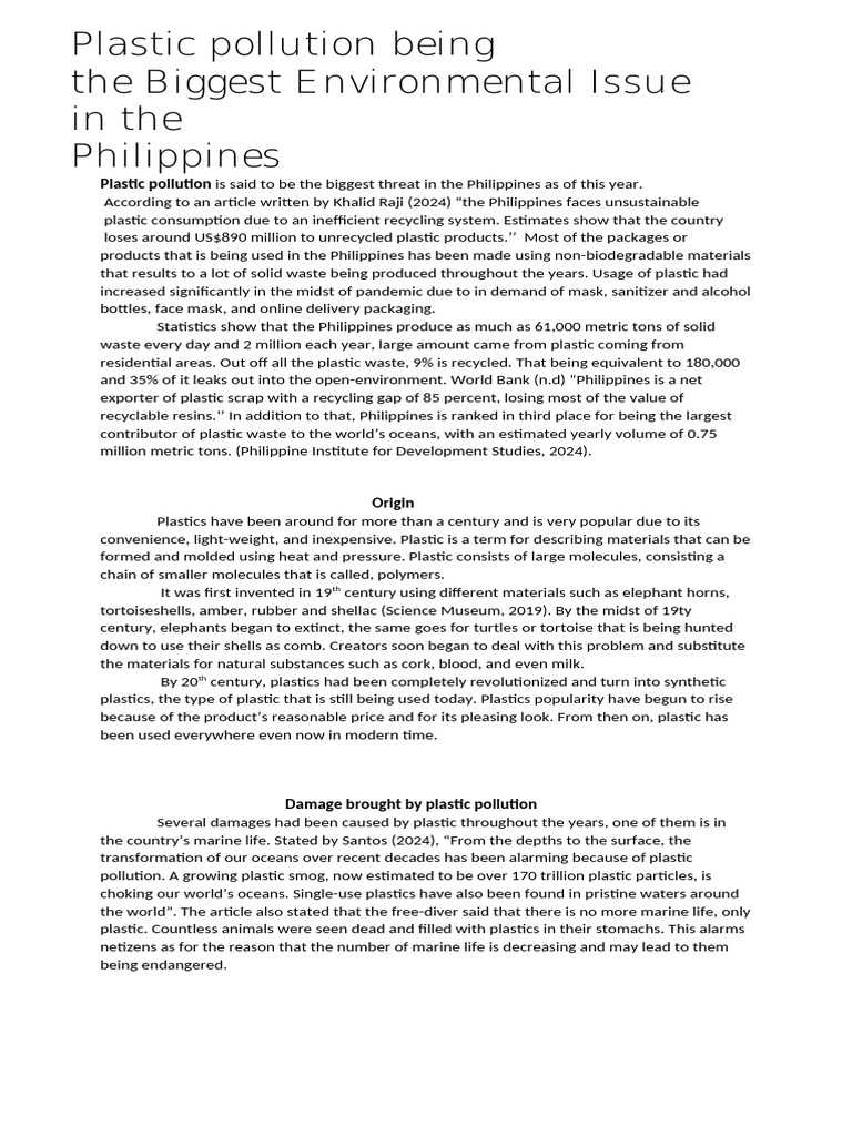 Plastic Pollution Crisis in the Philippines | PDF | Plastic | Recycling