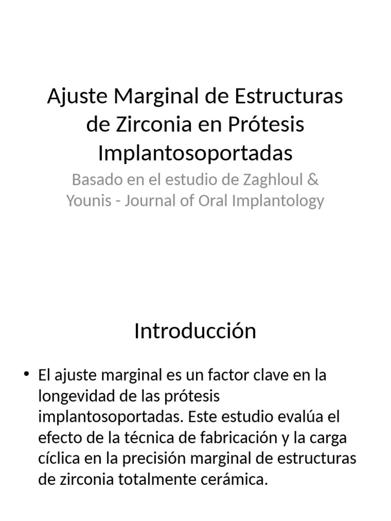 Ajuste Marginal Zirconia Implantes | PDF